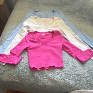 Kids Pink and Blue Long Sleeve Tops
